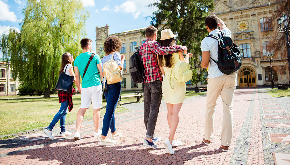 Young people on college campus